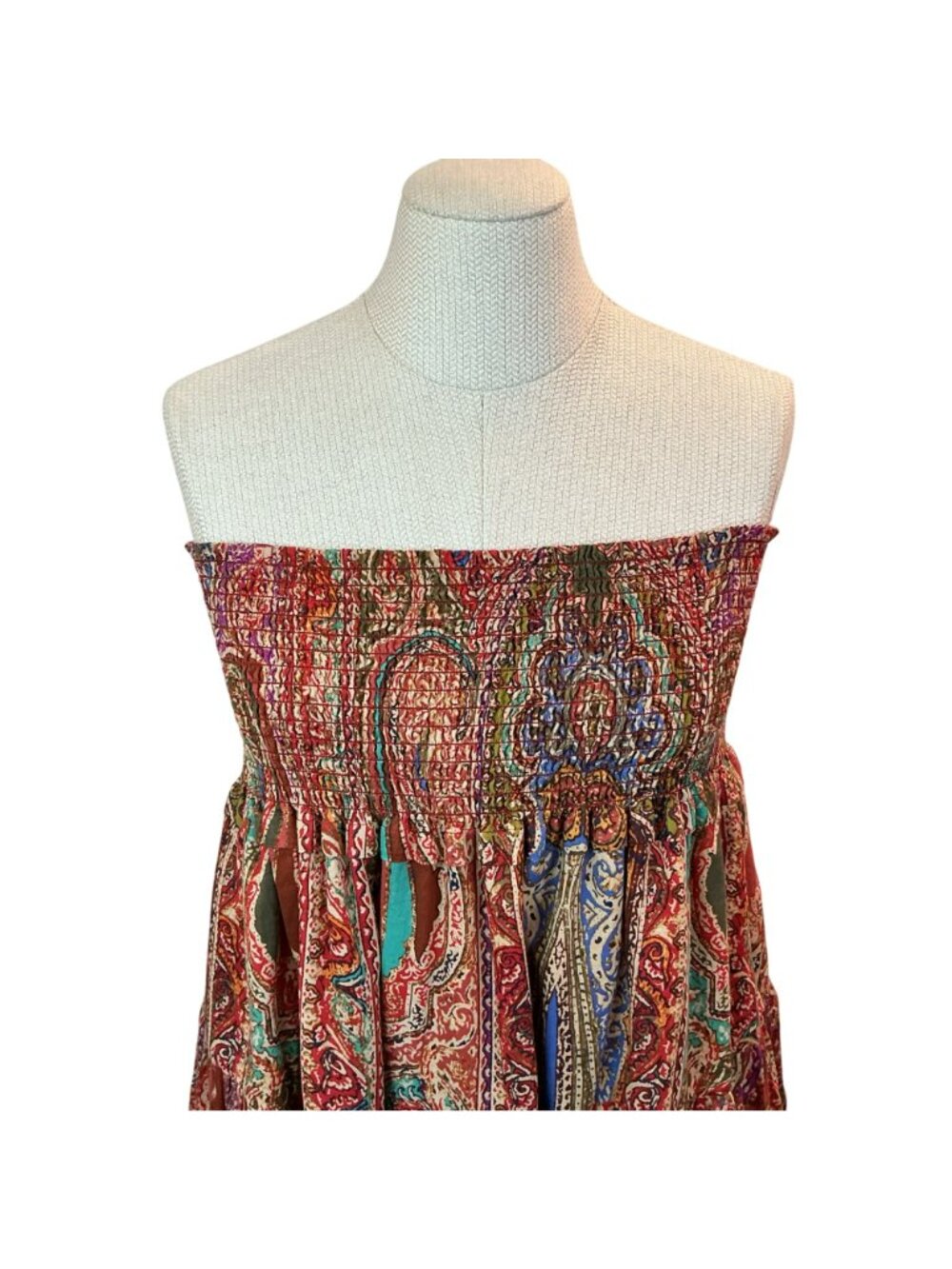 Lauren Ralph Lauren Boho Strapless Maxi Skirt Womens XL Red Paisley Print - Picture 5 of 11